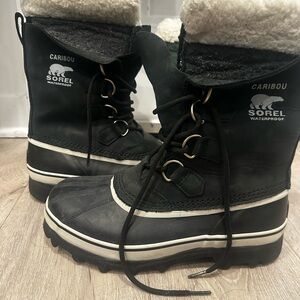 Sorel black  and White Winter Boots